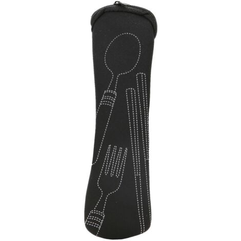 Sacoche de rangement portable en tissu résistant à l'usure pour couverts (cuillères et fourchettes) - Noir