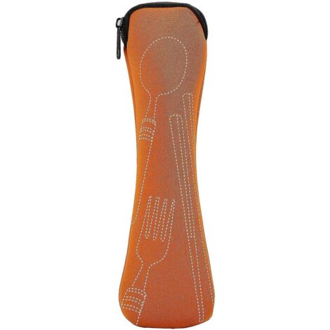 Sacoche de rangement portable en tissu résistant à l'usure pour couverts (cuillères et fourchettes) - Orange