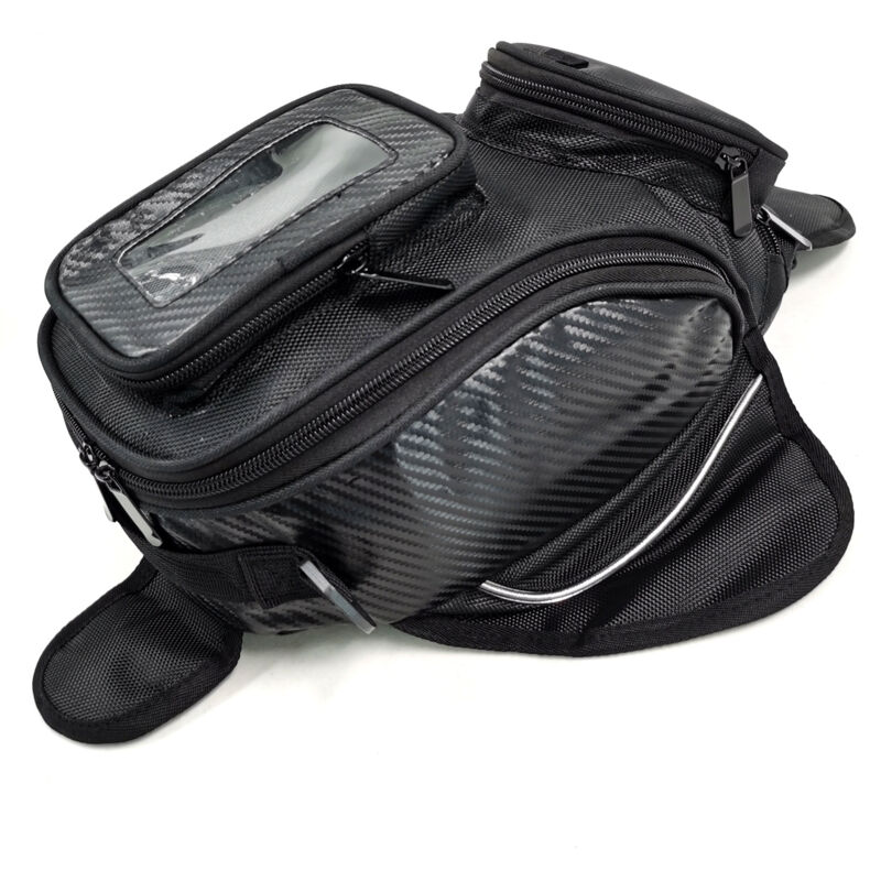 Sacoche de réservoir de Moto - Sacoche de Moto Noire en Selle Oxford avec Grande fenêtre - Sacoche Magnétique Forte pour Honda Yamaha Suzuki Kawasaki