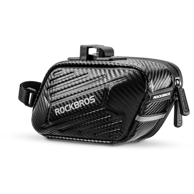 Sacoche de selle de vélo à coque rigide, sacoche de selle de vélo réfléchissante pour tige de selle arrière de vélo, sacoche arrière de grande