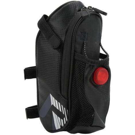 Sacoche de selle de vélo étanche IP44 avec porte-feu arrière, porte-bouteille et éclairage LED