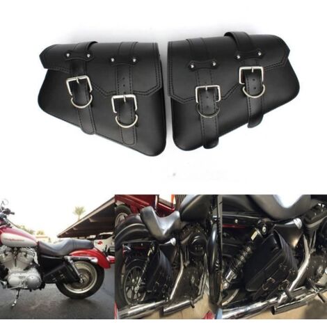 Sacoche de selle moto - Harley Davidson Sportster - 2x - PU cuir - Noir - Étanche