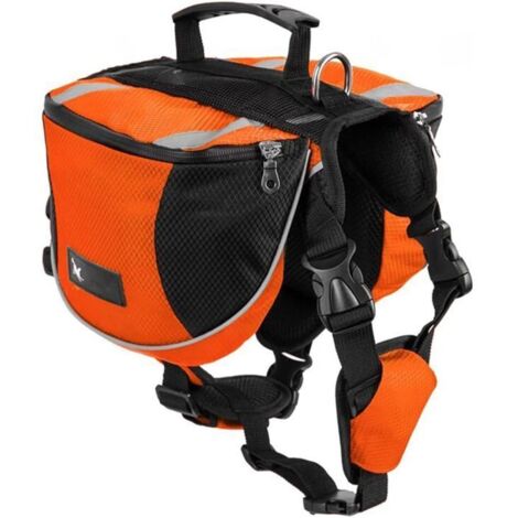 Sacoche de Selle Sac à Dos pour Chien Moyens & Grands, Veste Gilet Imperméable Réglable Grande (Orange, L( Chien 28kg - 40kg))
