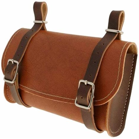 Sacoche de selle vélo marron avec boucle de fermeture simili cuir ville vtc vintage