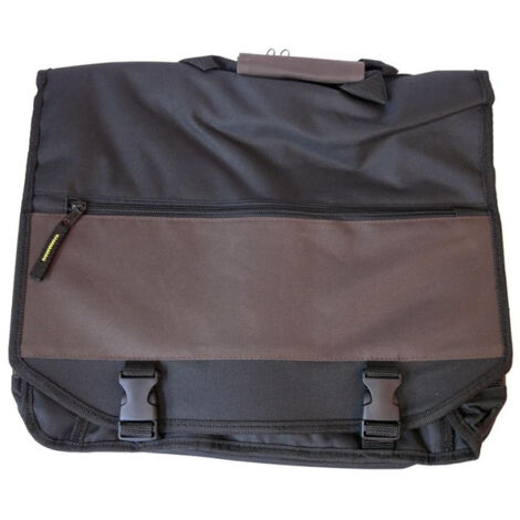Sacoche de transport outils + porte documents tissu noir et marron 400x130x310mm + sangle réglable DERANCOURT