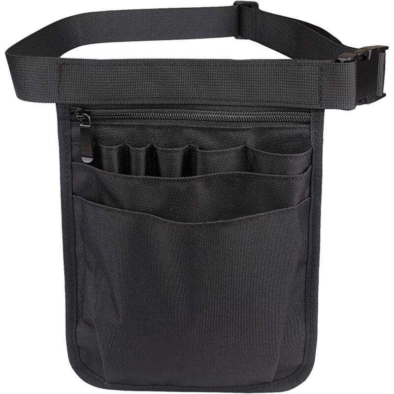 Sacoche d'infirmière multifonctionnelle, sac à outils avec ceinture ajustable, porte-outils noir, sac de rangement pour accessoires d'infirmière et