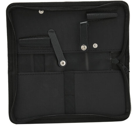Sacoche étanche pour outils de coiffure en cuir PU, idéale pour ciseaux, pinces et peignes.