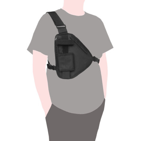 Sacoche pour talkie-walkie, 26 x 17 cm, pochette pour radio bidirectionnelle portable, gilet/sacoche de poitrine, noire avec bandoulière réglable-AquaForge