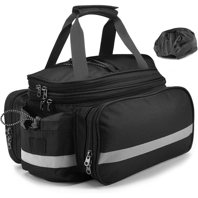 Sacoche Vélo, Accessoire Vélo, Sac de Transport Arrière Multifonction, Grande Capacité 27L, Imperméable, avec Housse de Pluie Réfléchissante