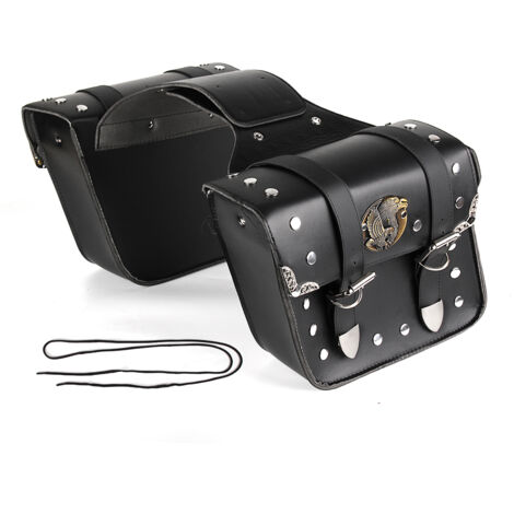 Sacoches de moto en cuir PU noir Pochette de sacs à outils de selle