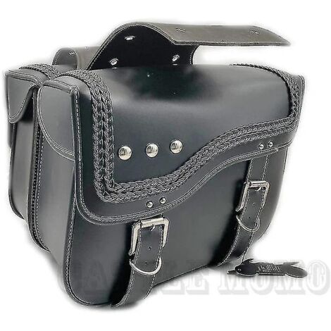 Sacoches de selle de moto (lot de 2) en cuir PU noir, avec outils, pour motos VTX1300, VTX1800, VT750, VT400 et VLX600.