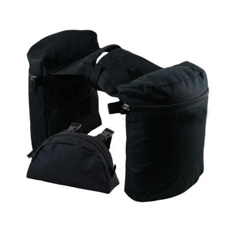 Sacoches de selle pour chevaux, ensemble de sacoches résistantes pour corne, lavables, avec poche pratique pour pommeau - CN - noir