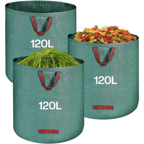 3 Bolsas De Jardín Reutilizables 150 Litros - Con Asas, Para Hojas, Césped Y Residuos Verdes, De Polipropileno Resistente