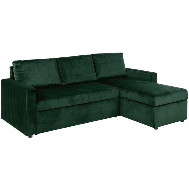 Ebuy24 - Sacramento Canapé-lit, chaise longue réversible, espace de rangement dissimulé et lit escamotable, vert foncé.