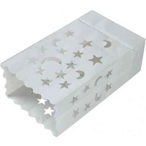 Sacs à bougies blancs, sacs lumineux en papier, lanternes en papier, décorations de nuit pour anniversaire, mariage, Saint-Valentin et fêtes romantiques.10PCS