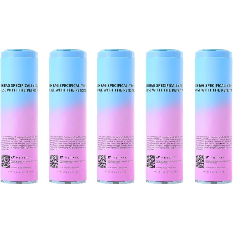 For petkit Sacs à Déchets pour Chats, Sacs à Litière pour pura Max et pura x, 5 Rouleaux20 (100 Pièces)