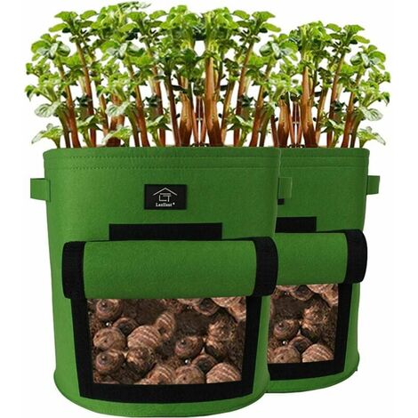 Sacs à Plantes 6 Pièces Sacs à Plantes Polaire Ventilation Tissu Pots Sacs Respirants avec Poignées pour Maison Jardin V8020 (11 Litres)