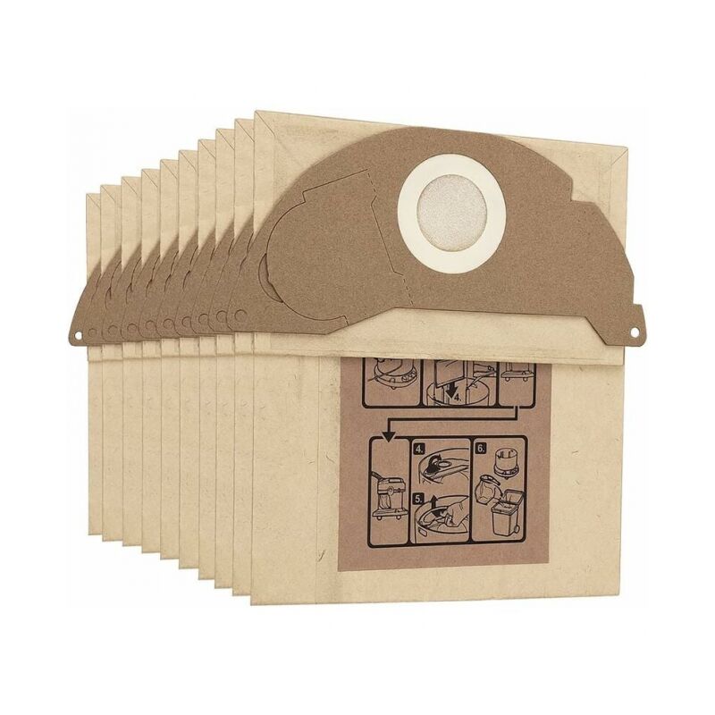 Sacs à poussière de rechange pour aspirateurs Kärcher WD2 MV2 WD2250 A2004 A2054, paquet de 10