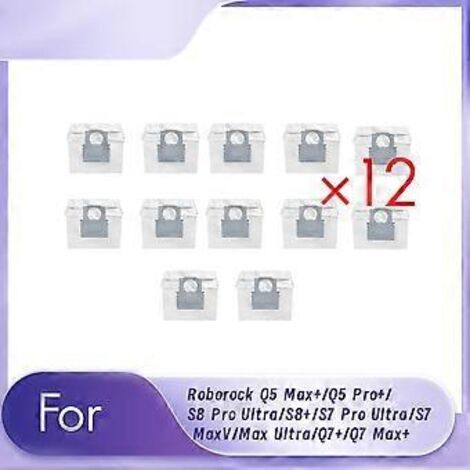 Sacs à poussière de rechange pour Roborock Q5 Max+/Q5 Pro+ (12 pièces)