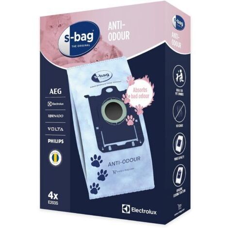 Sacs à Poussière s-bag Anti-Allergy, E203B, Filtration Avancée, Capacité de 3,5 Litres, Matériau Synthétique Anti-Allergène, Fermeture Hygiénique, Compatibilité Universelle, Pack de 4