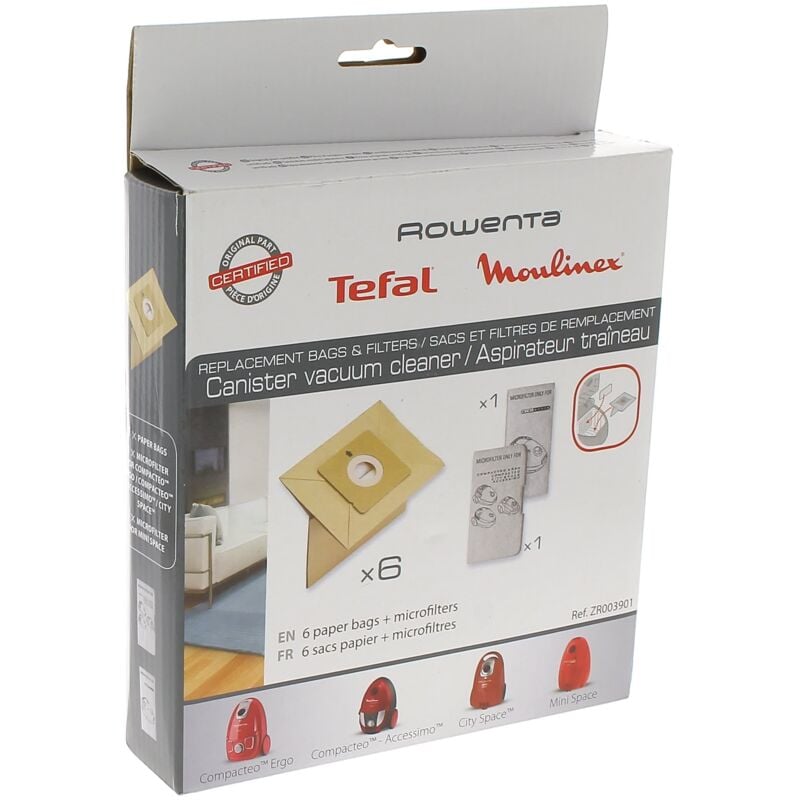 Sacs aspirateur par 6 + filtre zr003901 - aspirateur