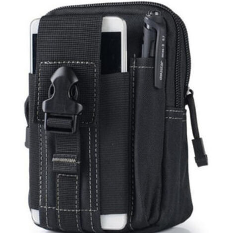 Sacs bananes de randonnée Sac Tactique Ceinture, Nylon Sacoche Ceinture Noir Multifonctionnelle Molle Gadget Sac pour Téléphone, Plein-Air, Randonnée, Alpinisme et Cyclisme