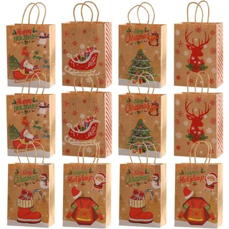 Sac cadeau Noël, 10 x 13 cm, imitation de jute