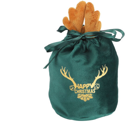 Sacs Cadeaux en Toile de Jute Tricotée avec Cordon de Serrage Santa Claus Snowman Elk Bear pour Enfants Emballage de Vacances (X)