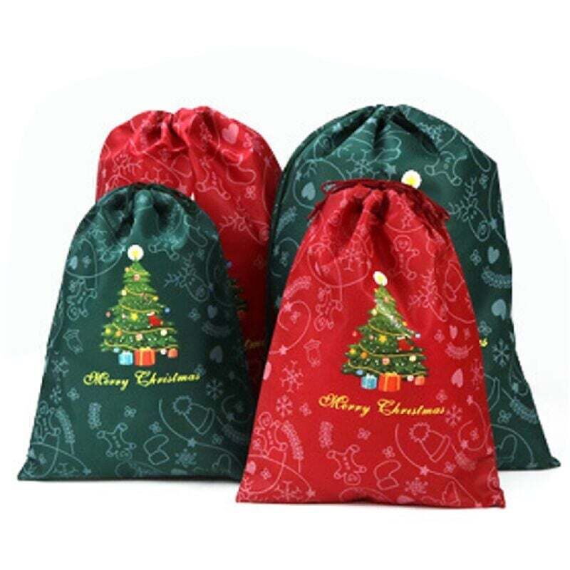 Sacs cadeaux sapin de Noël - Sacs cadeaux rouges et verts à cordon, sacs cadeaux de Noël, sacs réutilisables à motif sapin de Noël pour enfants et