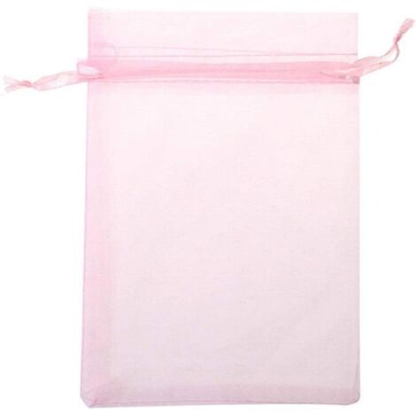 Sacs cadeaux transparents rose 7x9 cm avec ruban, parfaits pour emballage baptême et petits présents