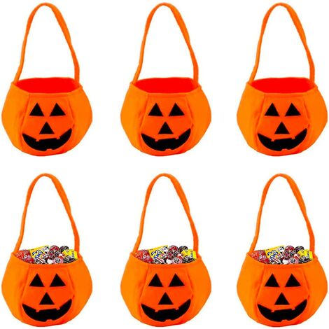 Sacs Citrouille D'halloween 6 Pièces Bonbon Halloween Trick Or Treat de Rangement Bonbons pour les Chasses Aux Bonbons Enfants Fêtes Cadeau