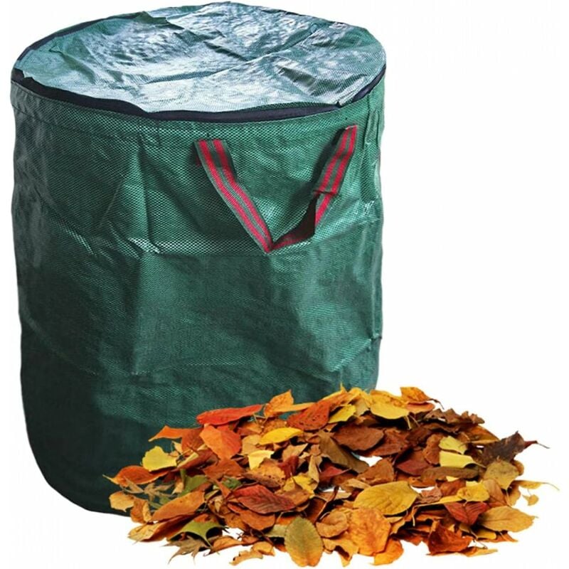 Aiducho - Sacs à déchets de jardin, grande capacité avec couvercle et poignées, sacs poubelles pliables et étanches, 3 tailles : 120 L/272 L/300 l