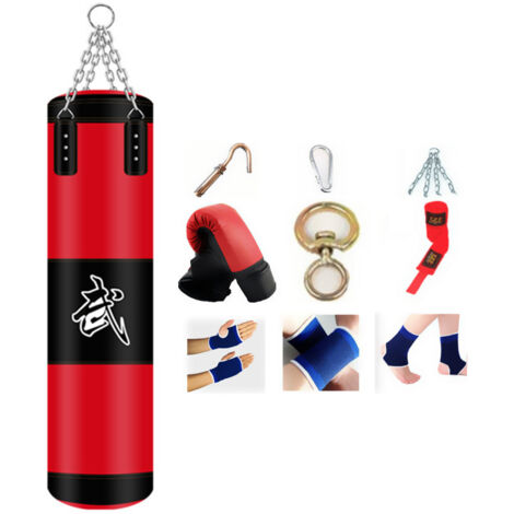 Sacs de Boxe Suspendus, Équipement de Boxe pour Gymnase À Domicile avec Gants, Chaîne, Crochet de Plafond pour Entraînement Lourd pour Adolescents et Adultes (Non Rempli)