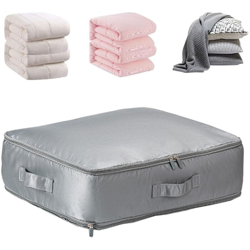 Sinbinta – Sac de rangement compressible pour couette – Tissu satin hommage – Taille M 52 x 42 x 15cm – Imperméable et léger pour voyage