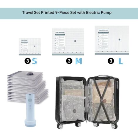 Sacs de compression sous vide - Ensemble de rangement étanche pour couettes, vêtements et textiles, sans aspirateur nécessaire (pompe manuelle ou compression par roulage), idéal pour valises, organisa