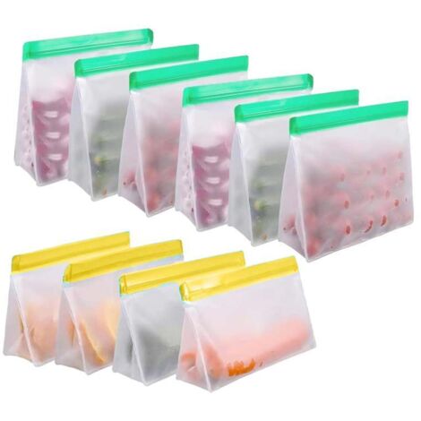 Sacs de congélation refermables étanches double zip – Design à fond plat, réutilisables, multicolores