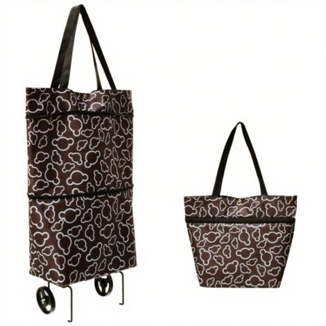 Sacs de courses pliables à roulettes - Chariot de courses pliable, sacs d'épicerie réutilisables