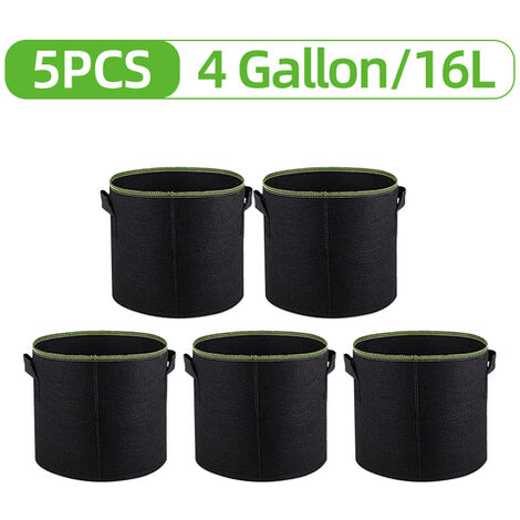 Sacs de culture de plantes fraises pommes de terre, 5 paquets de 10/7/5/4/3 gallons, Pots de fleurs respirants en tissu avec poignée pour jardin de légumes et de fruits,CHINA,Set B