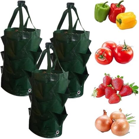 Sacs De Culture De Tomates - 13,78 Pouces Pot De Légumes Suspendu 3 Pièces  Le Sac De Plantation De Balcon De 3 Gallons, PE Élèvent La Poche Pour Le Balcon D'habitants Urbains De Jardiniers À La Mais
