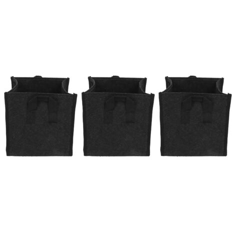 Sacs de Culture en Feltre Noirs Carrés pour Jardinage Pots de Fleurs avec Poignées 3 Pièces Lot 5 Gallons 23,5x23,5x25cm
