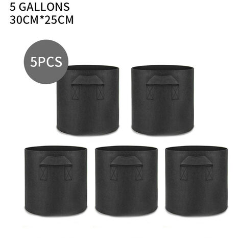 Sacs de culture en feutre, 5 pièces, 3/5/7 gallons, Pot de culture en tissu de jardinage, jardinière de légumes, Pots de fleurs de jardin,5pcs 5gallons