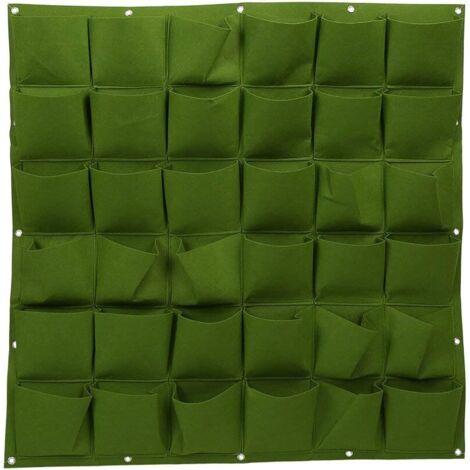 Sacs de Culture Muraux Support de Plus en Plus d'Intérieur pour Plantes d'Extérieur, 36 Poches Jardinière Verticale pour Plantes Légumineuses (Vert)-Fei Yu
