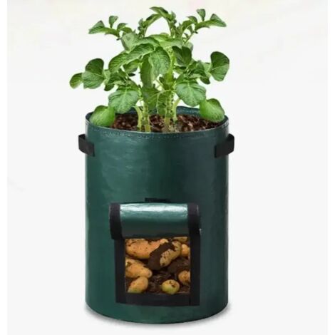 (Sacs de culture pour pommes de terre, 10 gallons US) 1 sac de culture pour pommes de terre de jardin en tissu PE épais, avec poignées et rabat d'accès