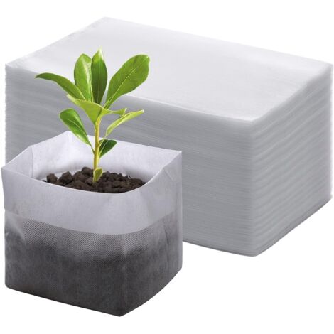 Sacs de culture-Sacs à semis-200 pièces-Sacs de culture pour plantes de jardin-Plantes grasses-Sacs de culture blancs-14x16cm
