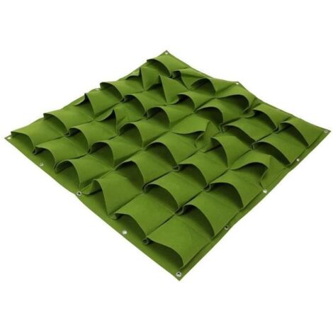 Sacs de culture verticaux 36 poches suspendues pour mur extérieur, jardinière verticale verte.