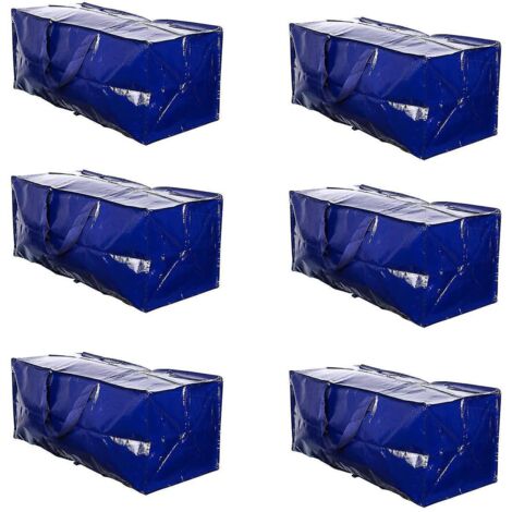 Sacs de déménagement extra-larges et ultra-résistants avec bretelles de sac à dos, poignées robustes et fermetures éclair, compatibles avec le chariot manuel Ikea Frakta (bleu - lot de 3).