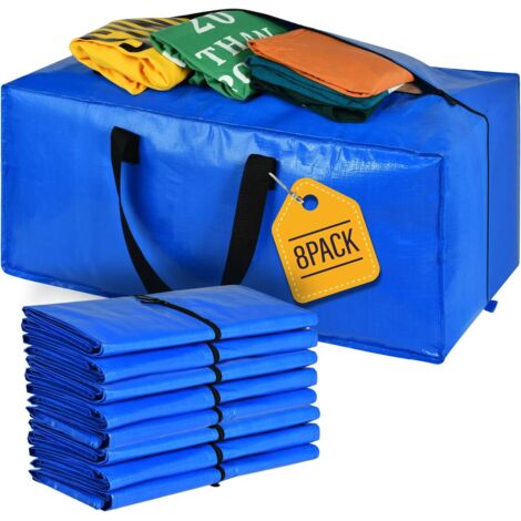 Sacs de déménagement, fourre-tout pour le stockage avec poignées de sac à dos à fermeture éclair (lot de 8)