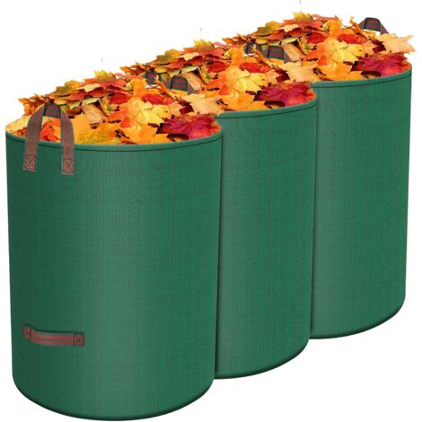 Sacs de Jardin 3 x 500L, Sac de Jardin en Polypropylène Extrêmement Robuste (PP),Sac Déchets Verts, Big Bag avec Poignées, Étanche, Pliable et Réutilisable, Pour la cour, piscine, jardin (3x 500L)