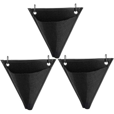 Sacs de jardinière Suspendus Jardinière Verticale, Poches murales suspendues, Sacs de Culture triangulaires pour extérieur et intérieur, 3 pièces