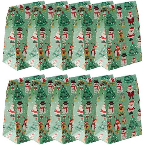 Sacs de Noël, 10 sacs en papier kraft de Noël, sacs-cadeaux de Noël, fournitures de fête en classe, cadeaux de fête, vert